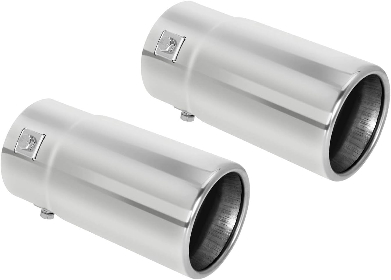 Tritrust Pack of 2 Exhaust tip - to Fit 1.75 to 2.5 Inch Exhaust Tail Pipe Diameter- Stainless Steel to give Chrome Effect - Car Muffler Tips