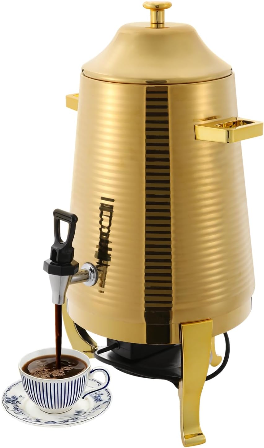 Water Boiler Hot Water Dispenser, 13L Electric Beverage Dispenser with Dual-Heating Flexibility, Practical Faucet, Warm Function, Stainless Steel, Home & Commercial Use, 11.02*23.23in Gold