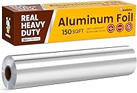 Katbite Heavy Duty Aluminum Foil Roll - 12in x 150ft, 30 Micron Thick with Cutter for Grilling, Cooking & Storage