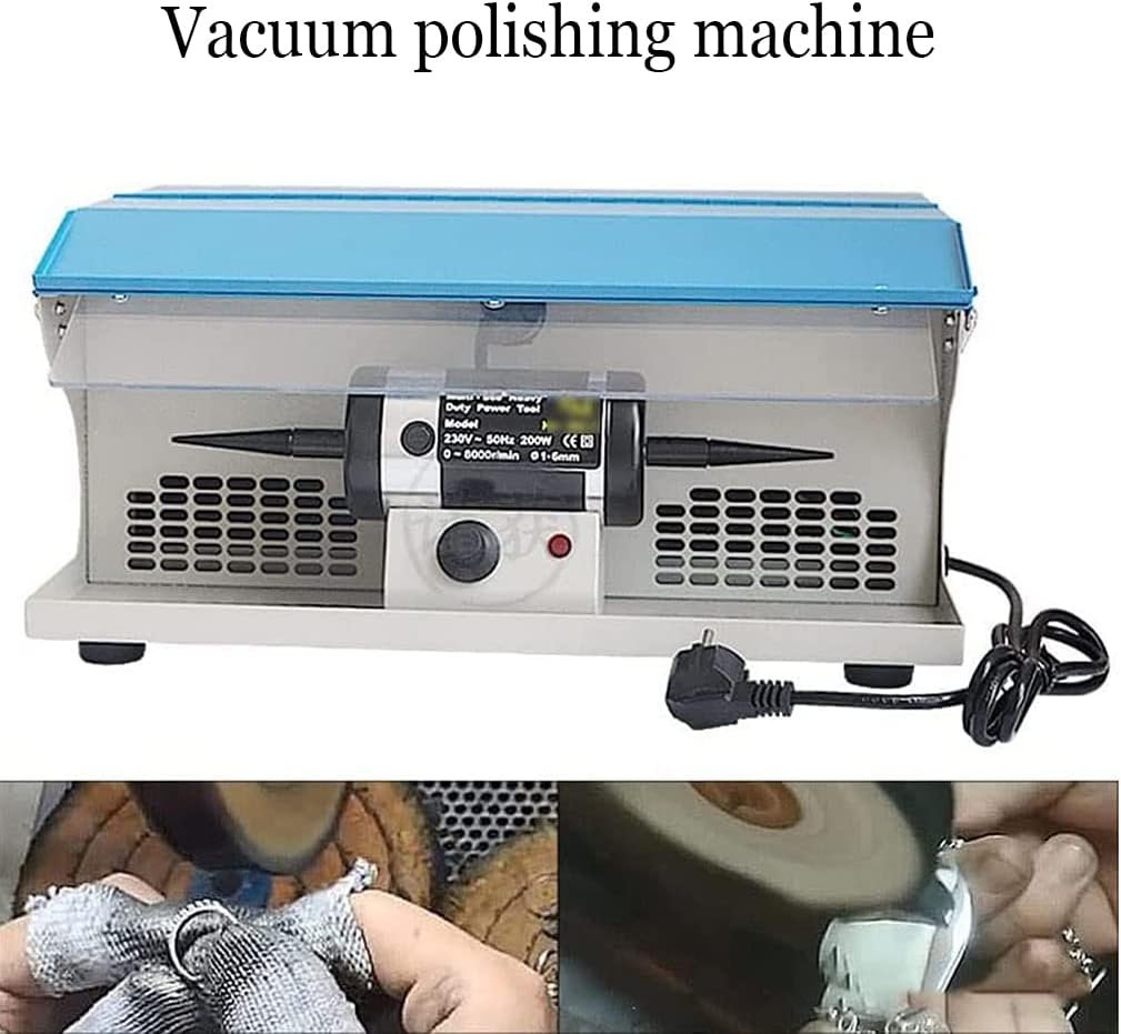 200W Jewelry Polishing Buffing Machine Dust Collector with Light Table Top,8000Rpm Speed Jewelry Buffer Polisher for Jewelry Metal Manufacturing and Maintenance