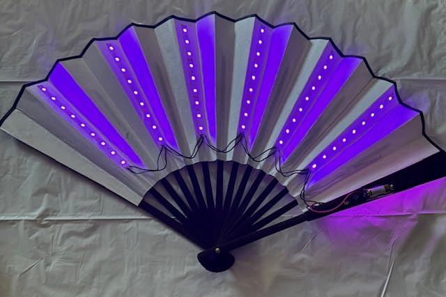 Éventail pliable lumineux pour rester au frais en boîte de nuit avec éclairage LED rose