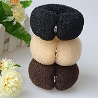 Vista 2 de Moldeador de donas grande, 6 piezas para hacer moños de cola de caballo, moño, moño de dona, bandas elásticas para el cabello, moldeador de donas