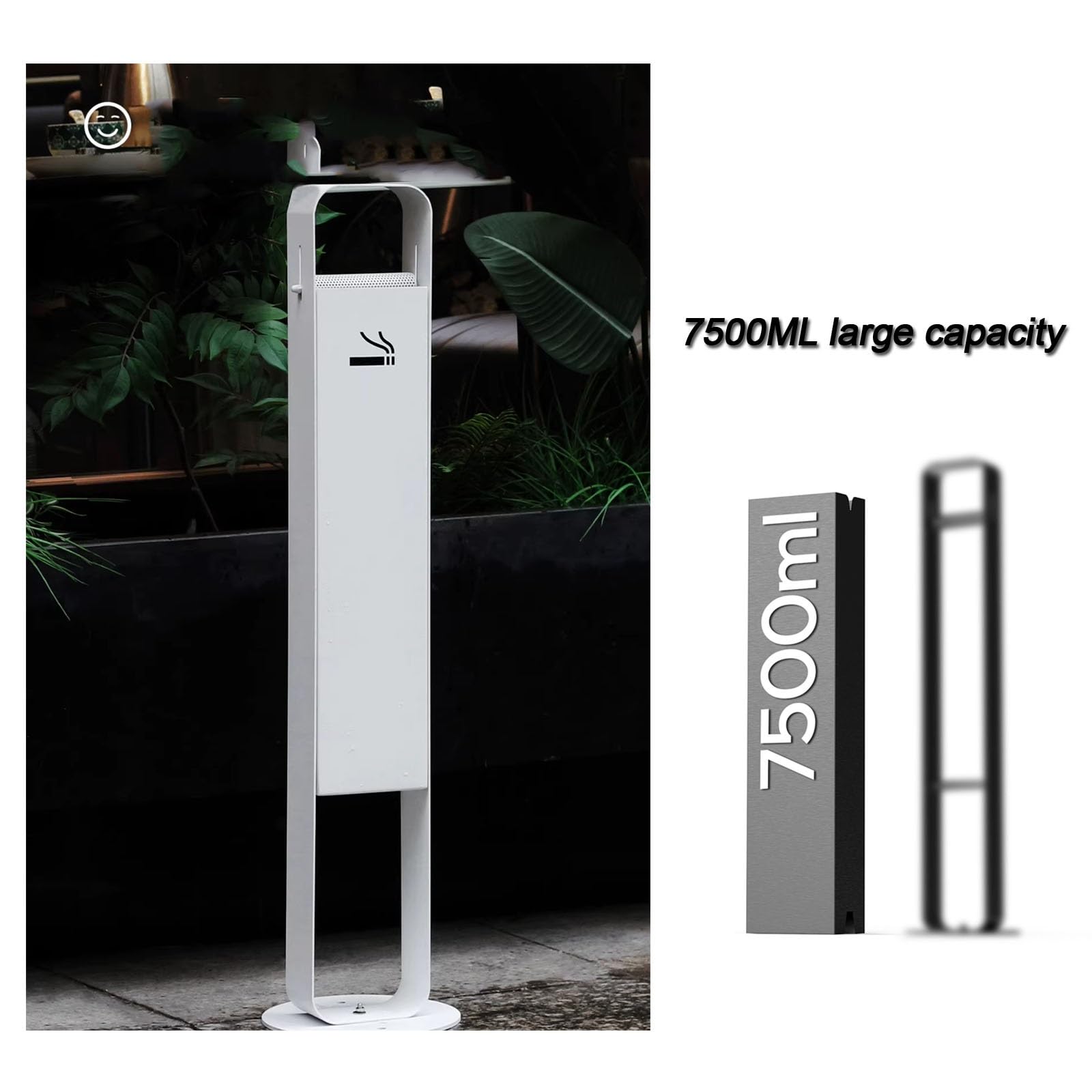 Posacenere in acciaio inox – Posacenere da esterno con apertura su un lato, ideale per cortili, cortili e spazi pubblici
