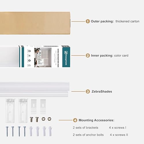 Miniatura 9 de Changshade Zebra - Persianas enrollables sin cordón, con filtro de luz horizontal, para puertas y interiores, con parte inferior hacia arriba, doble