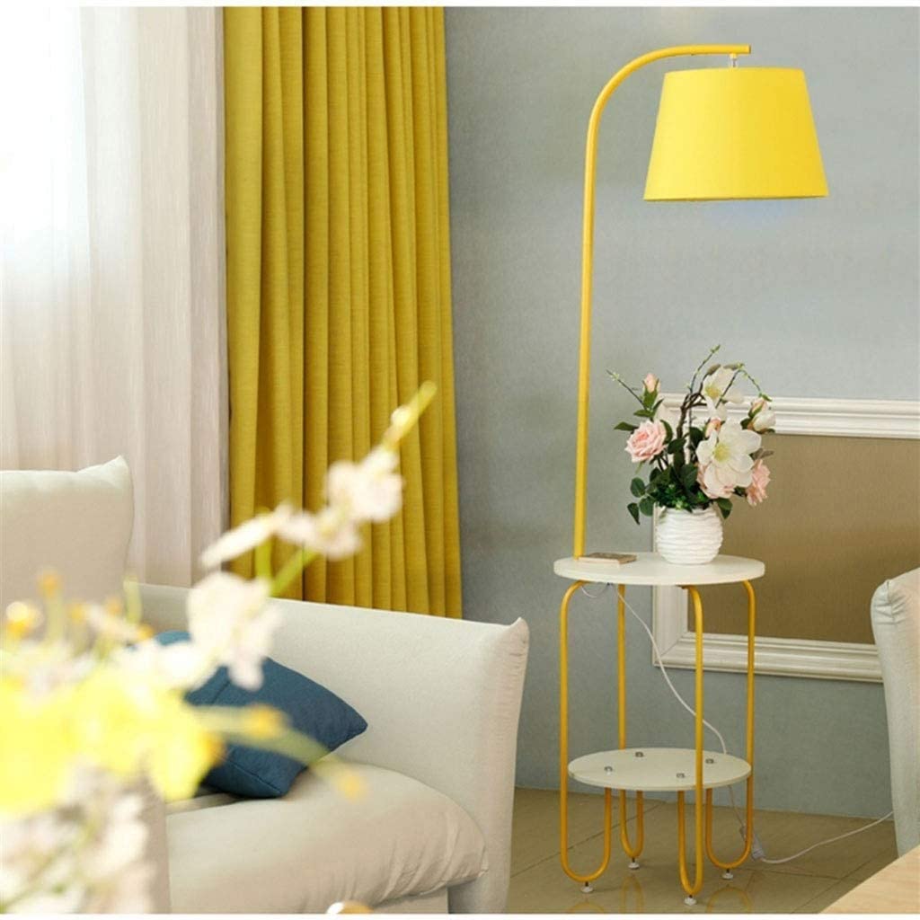 Lampa Stojąca Salon Lampa Podłogowa LED Nordic Port Ładowania Usb Z Półkami Lampa Podłogowa Abażur Z Tkaniny Lampa Stojąca Do Salonu Sypialnia Lampa Podłogowa Sypialnia