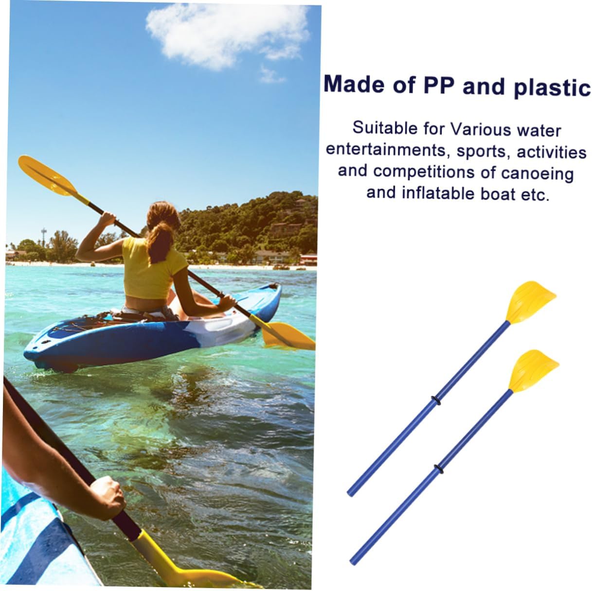 Detachable Kayak Paddle 2-Pack Portable Plastic Boat Oars for Canoeing and Kayaking Lightweight Waterproof Oars Ergonomic Grip