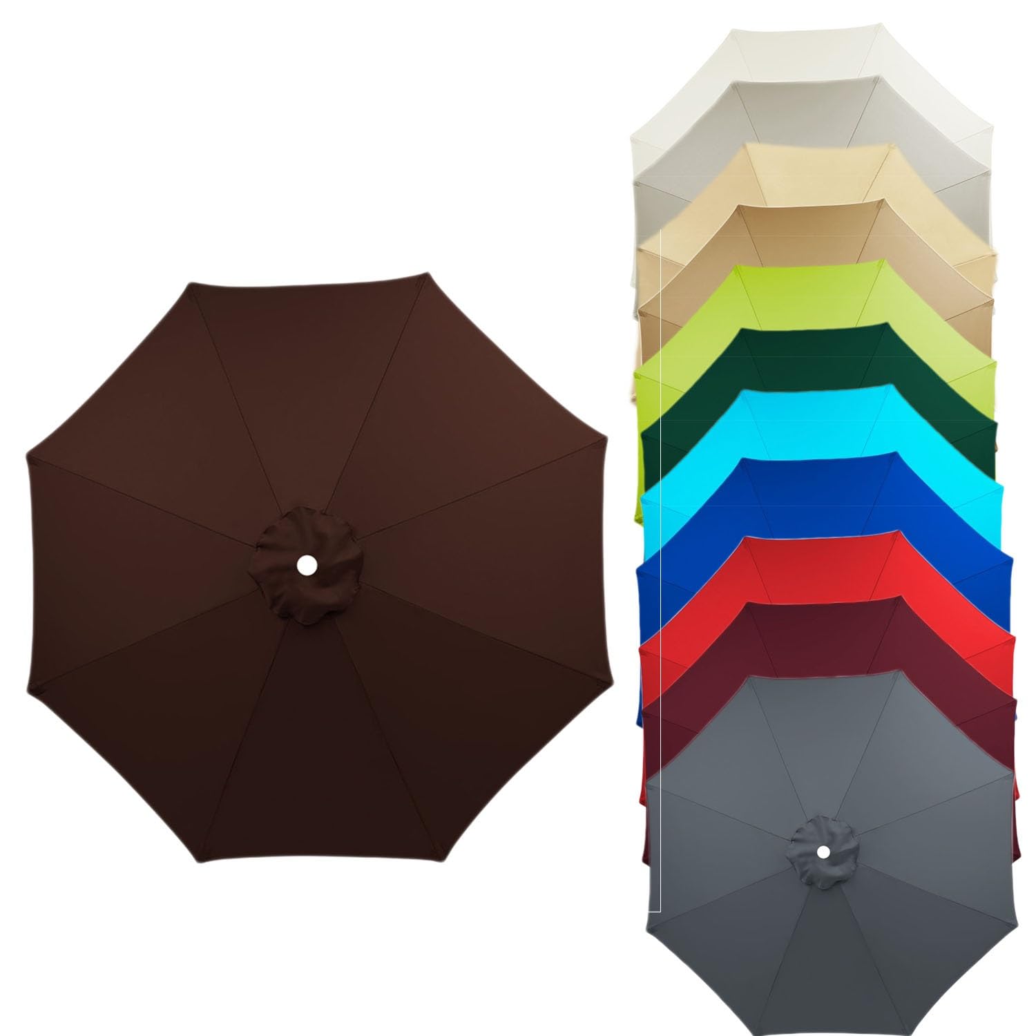 Patio umbrella Replacement Canopy Sun Umbrella Replacement Cloth 6 Arms/8 Arms Garden Parasol Replacement Fabric 2.7M/2.7M/3.0M Replacement Parasol Cover, Market Table Umbrella Canopy Fade Resistant ( — image 1