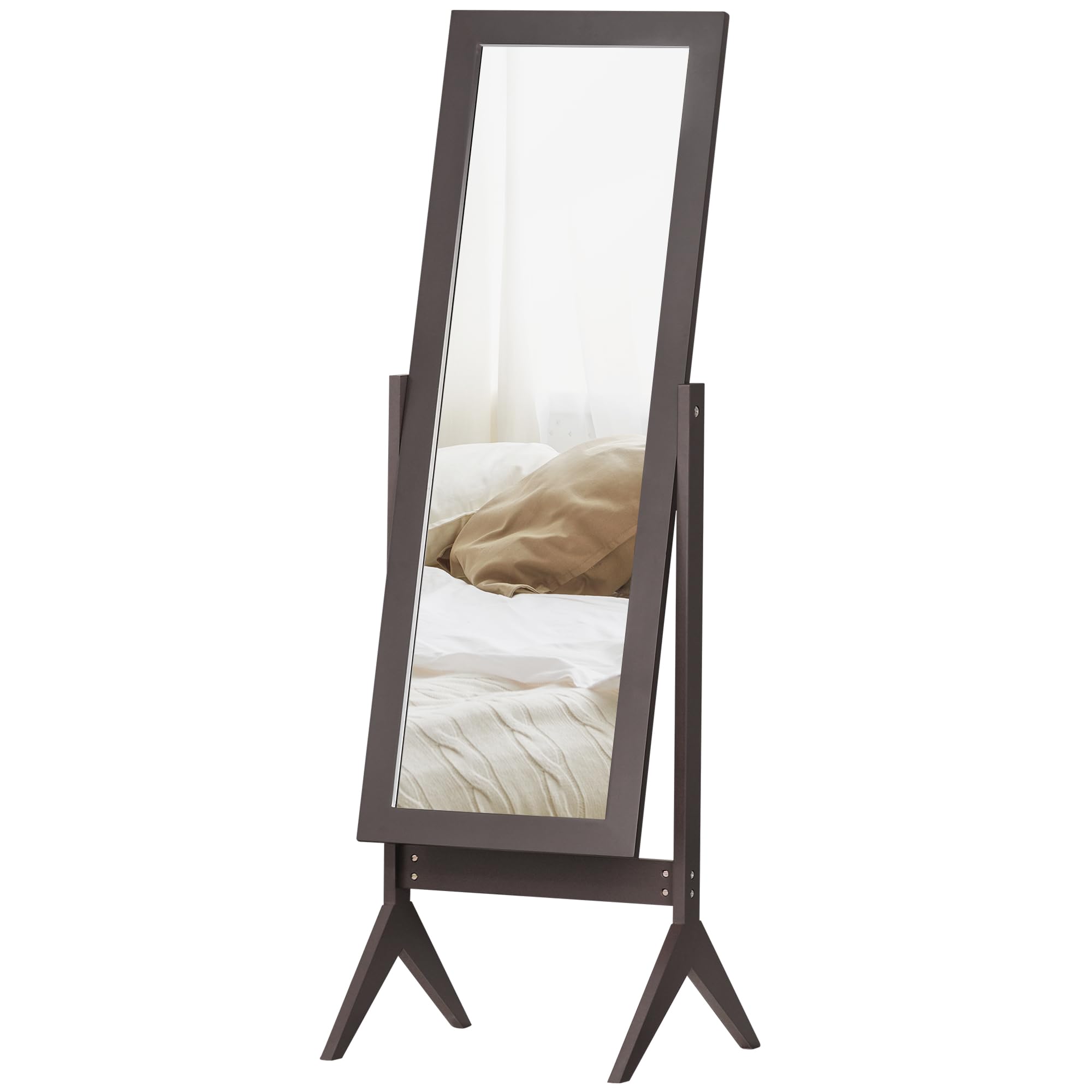 Homcom Dark/Brown Freestanding Dressing Mirror 148X47cm Adjustable Angle Frame