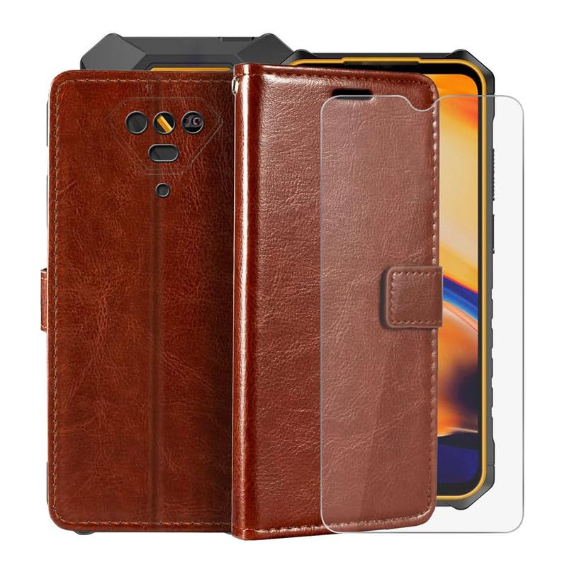 HGJTFANY Wallet Case for Ulefone Armor X13 (6.52") with 1 X Tempered Glass Screen Protector, Stand Function Premium Leather Flip Phone Cover, with