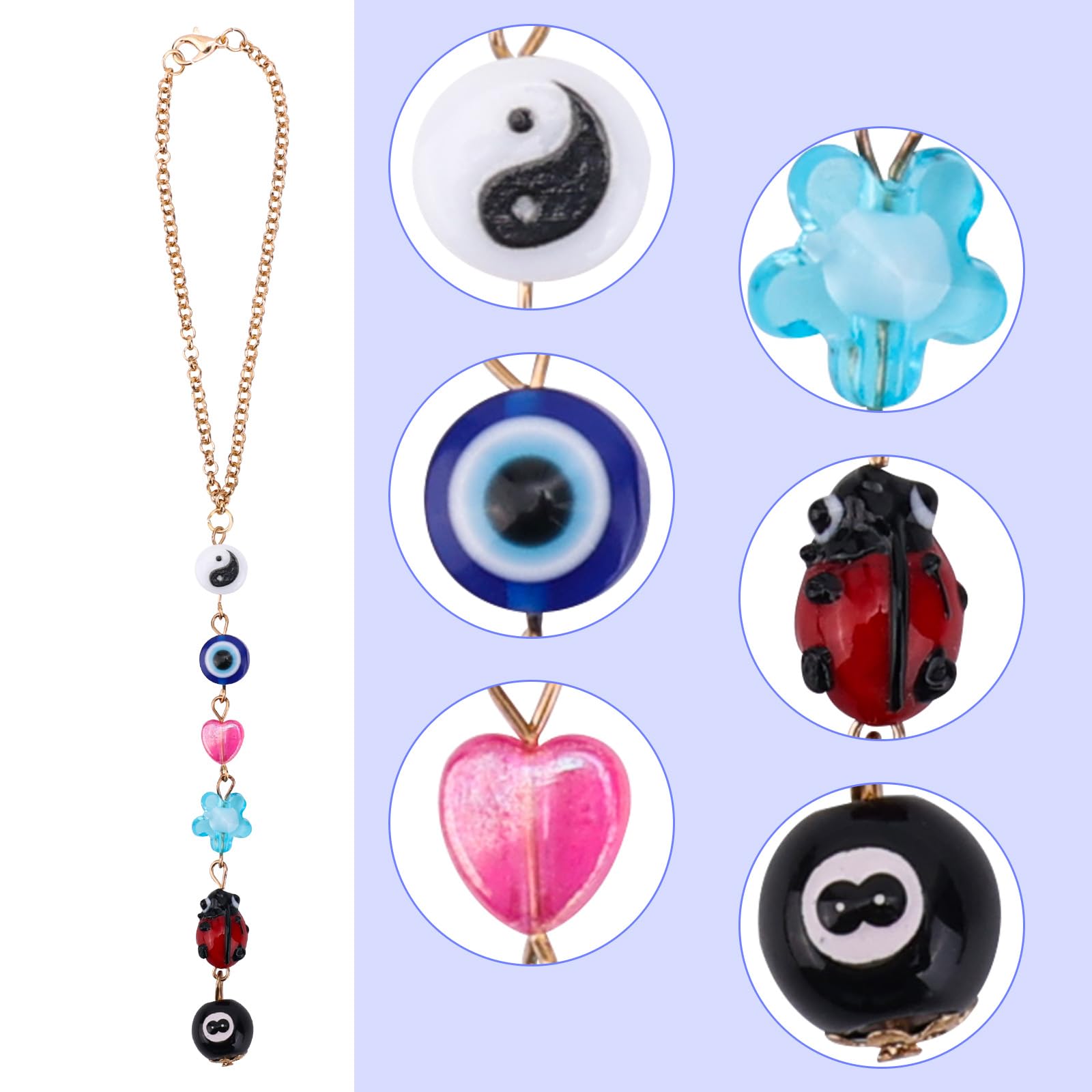 MENGSOOD Blue Evil Eye Car Hanging Ornament For Rear View