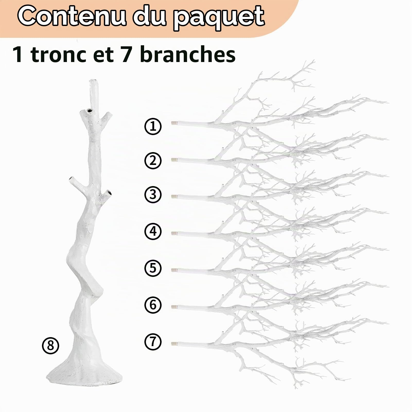 NUPTIO Arbre Artificiel Brindille Blanche: 105cm Haut, pour Noël, Paques | 1 Pièces, Blanc, Amovible, à l'aide d'une Paire de Gants, pour Halloween, Fête, Mariage, Centre Table