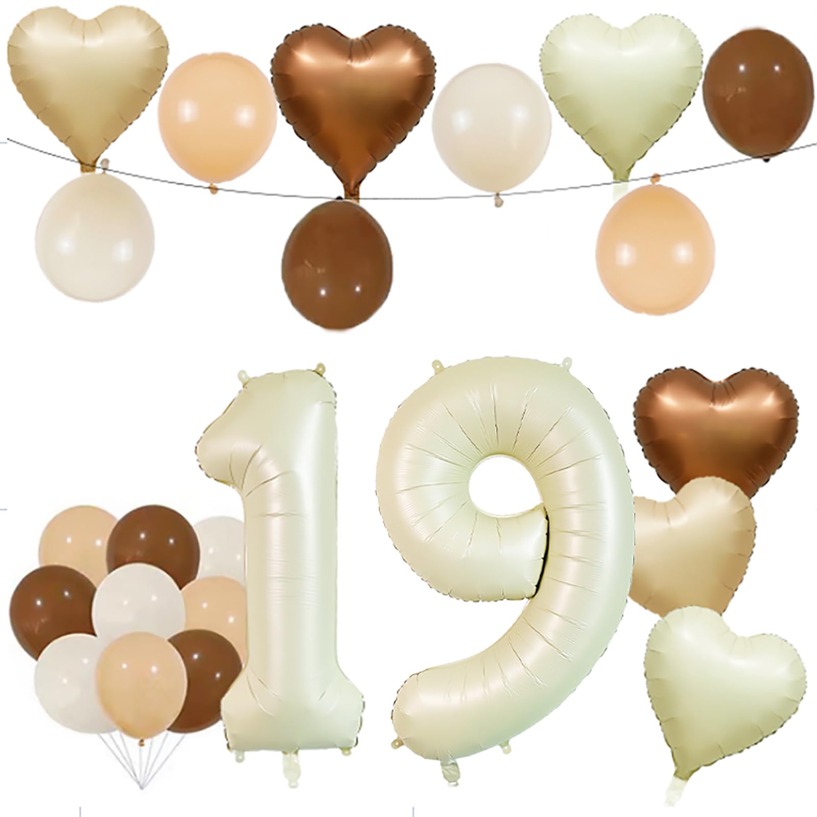 YFHVJTKO 19th Birthday Decorations Party Supplies,23 Pcs 40inch Number 19 White Balloons set,19th Foil Mylar Balloons Latex Balloon Decoration,19th