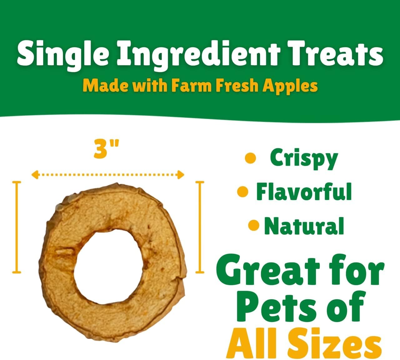 Lucky Premium Apple Rings – Thin, Crispy, All Natural Jerky Apple Treats for Dogs, Vegetarian Dog Treats with Real Fruit (32 oz)