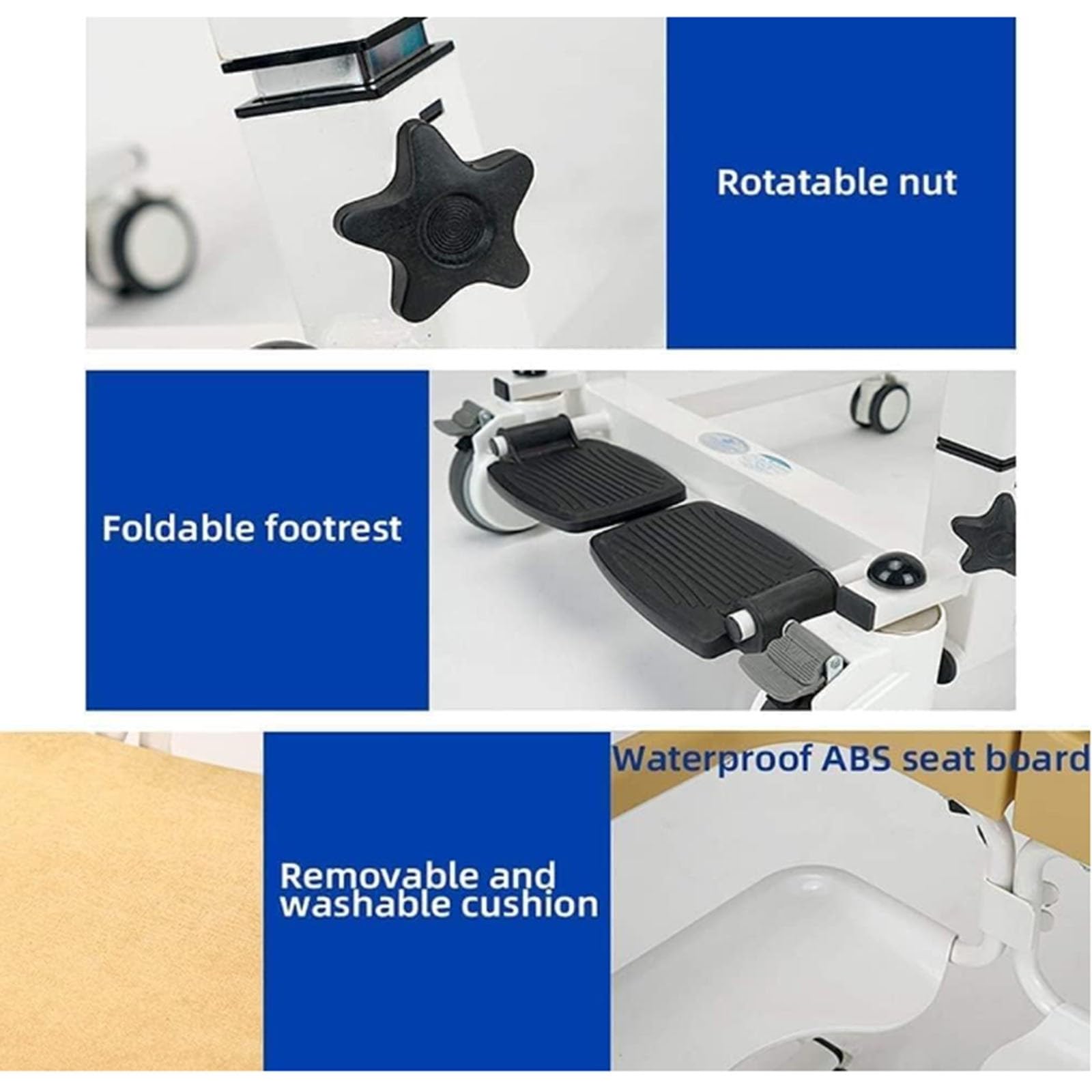 Silla De Transferencia De Pacientes 4 En 1 con Asiento Dividido De 180 ° Silla De Elevación De Dirección Flexible De 360 °, Silla De Ruedas Elevadora De Transferencia para Personas