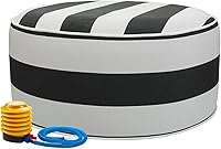 FUNHOME Inflatable Outdoor Ottoman with Pump - 20x9" Portable Waterproof Patio Pouf Footrest for Garden Camping Travel (Black White)