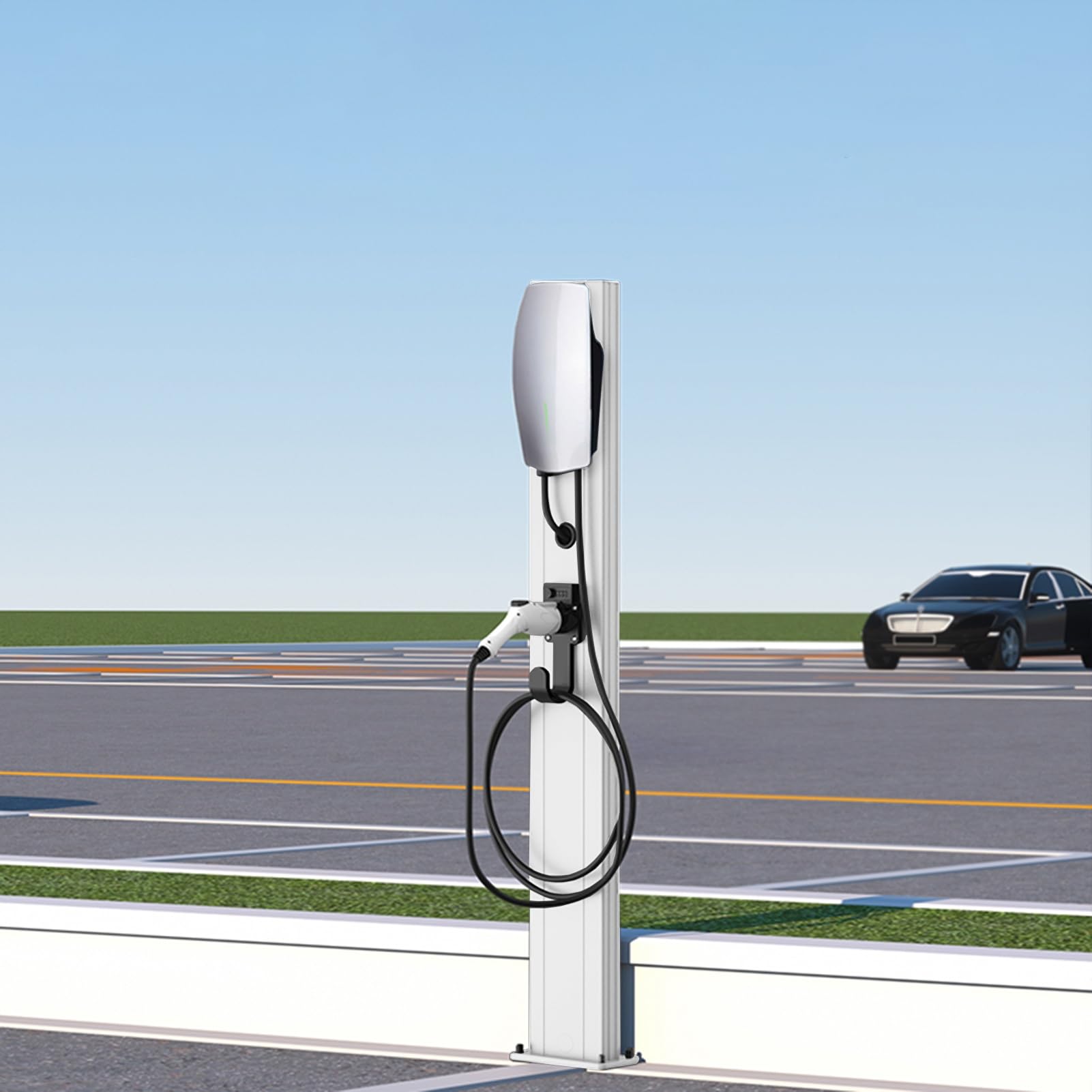 Socle de recharge extérieur et colonne de garage pour cour de maison