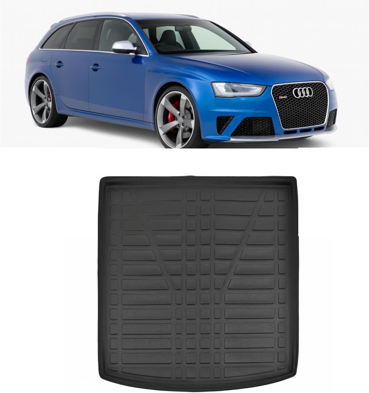 LAS Boot Liner for AUDI A4 AVANT [B8] 2008-2015 Recyclable Plastic (TPE) Tailored Fit Car Floor Mat Protector Guard Black Custom Fitted Accessory Dog Friendly Waterproof with Raised Edges