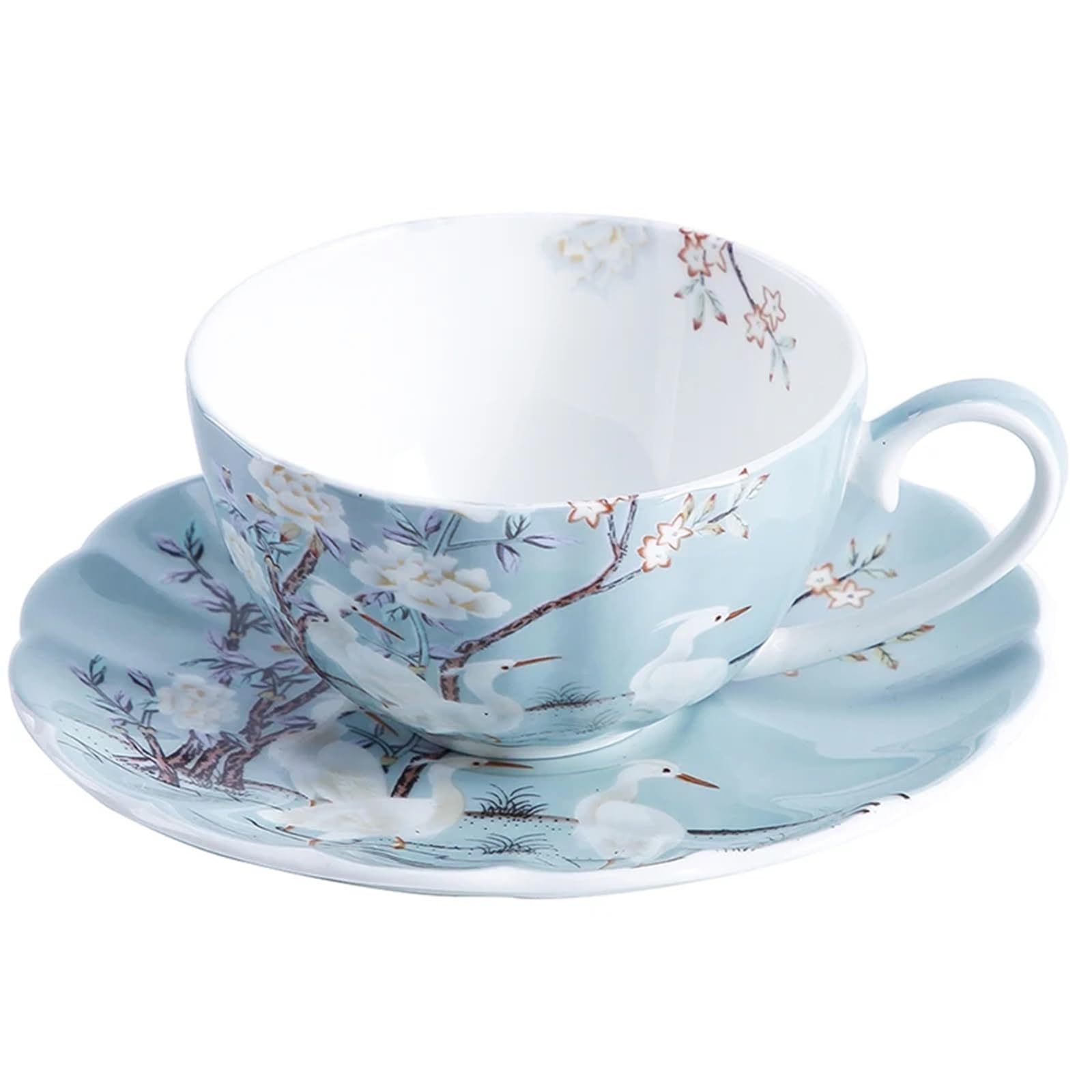 Juegos de Tazas de café y platillos Juego de Tazas de café de Porcelana China, Juego de Tazas de té y café con platillo, Hermosas Tazas de cerámica(Blue)