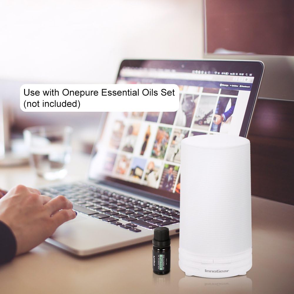 InnoGear USB Aromatherapy Essential Oil Diffuser Portable Aroma Humidifier Air Refresher Purifier with 7 Colorful LED Lights for Office Home Car Vehicle Travel