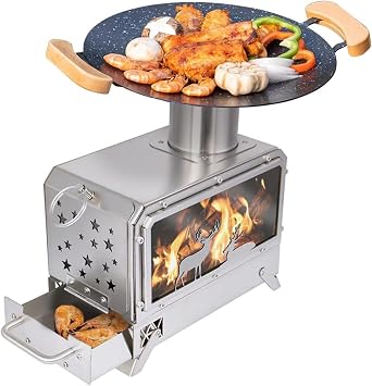Portable Outdoor Camping Stove Stainless Steel Stove for Outdoor Cooking Heating & Fishing BBQ Backpacking StoveMedium