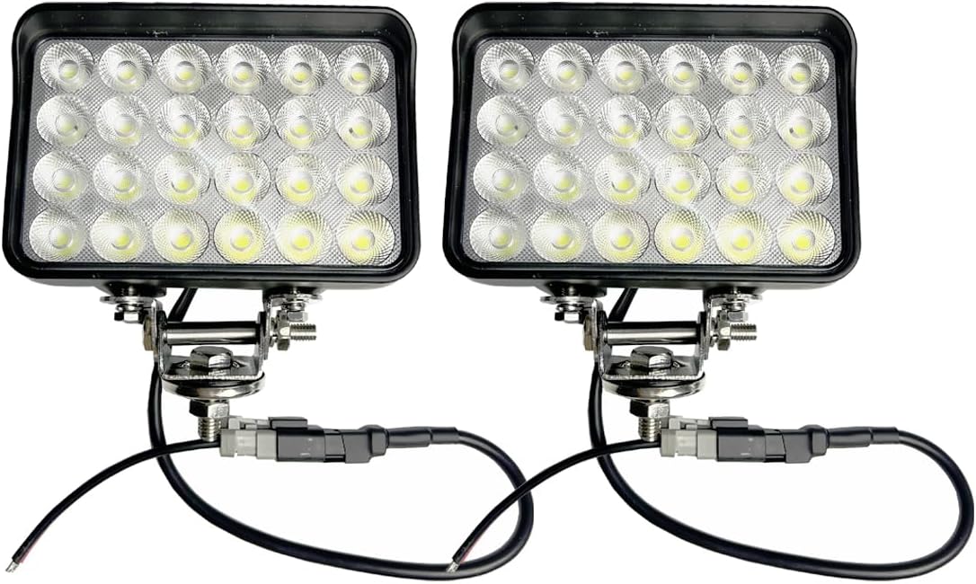 4x6 Inch LED Fog Work Flood Lights Pods, Tractor Auxiliary Headlights, Rectangular Flood Beam, 12V/24V DC 6000K Cool-White with DT Connector, Aluminum Housing, for Truck Trailer, 2 Pack