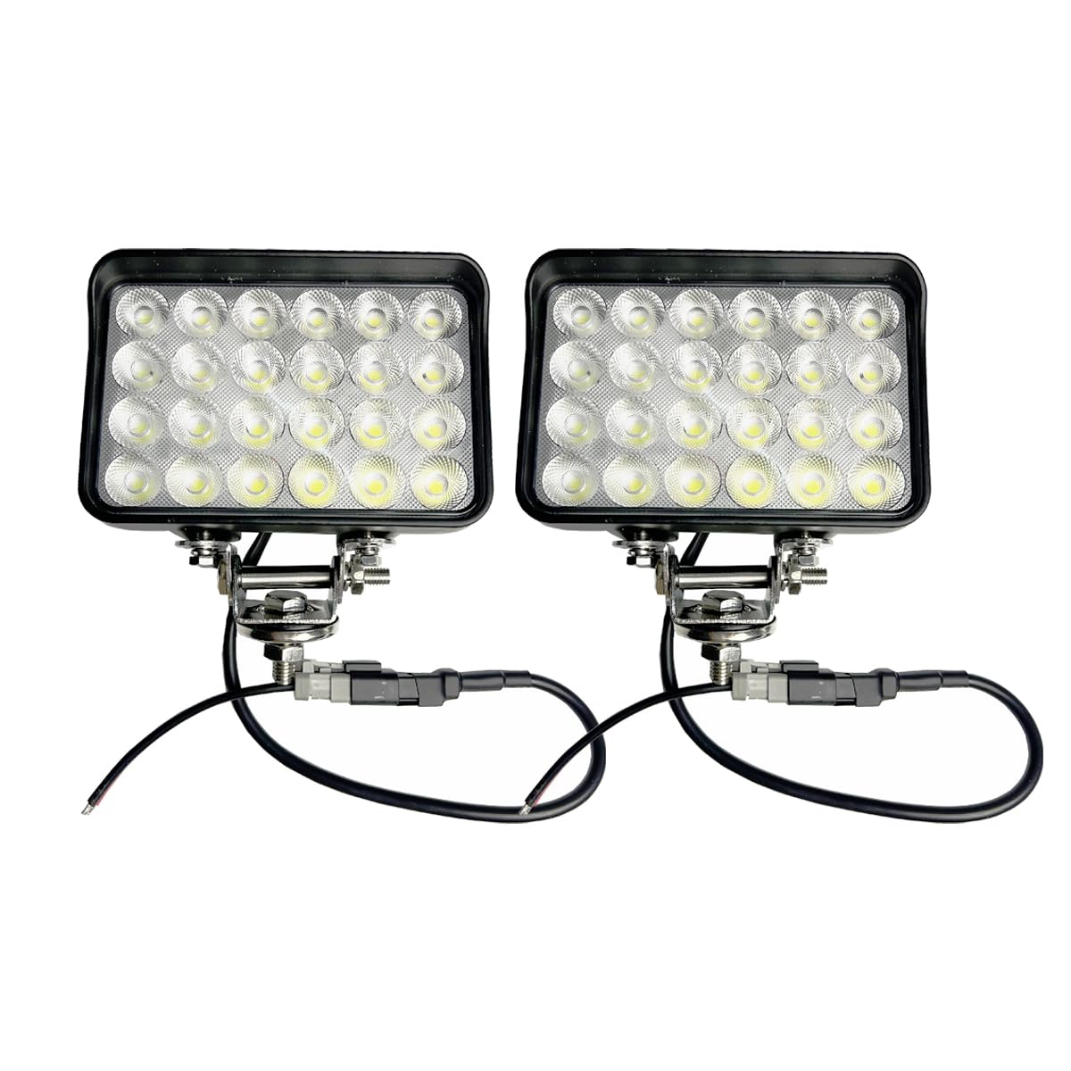 4x6 Inch LED Fog Work Flood Lights Pods, Tractor Auxiliary Headlights, Rectangular Flood Beam, 12V/24V DC 6000K Cool-White with DT Connector, Aluminum Housing, for Truck Trailer, 2 Pack