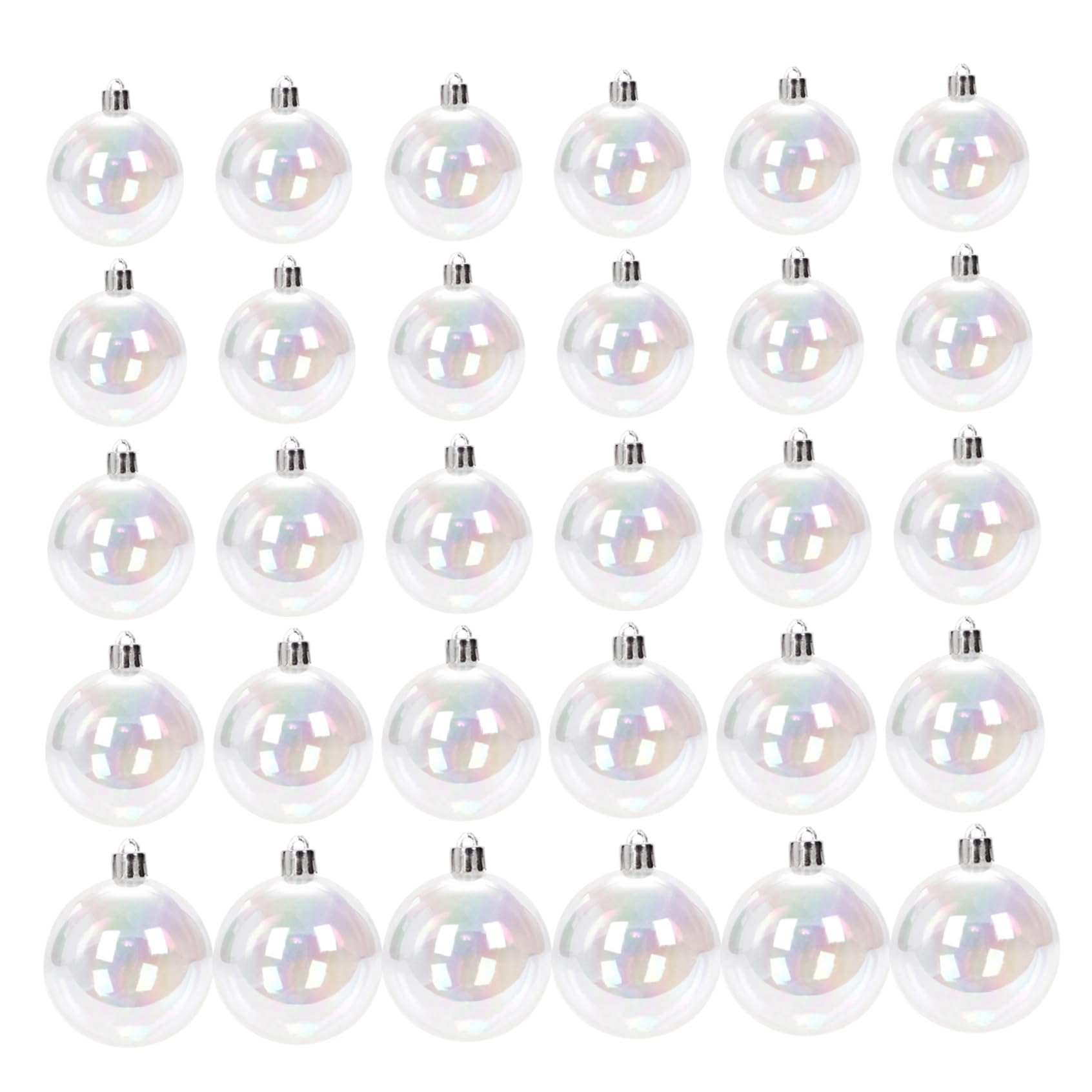Adornos iridiscentes bolas 30 piezas transparentes de las bolas de Navidad iridiscentes 4 tamaños diferentes colgantes de adornos rellenos para Navidad decoración de la fiesta navideña blanca |.Navid