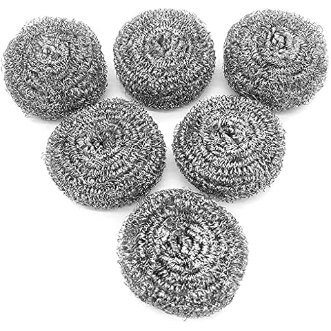 6 Pack Steel Wool Scrubber Sponge, Stainless Steel Scrubber, Reusable Cleaning Scrub for Pots, Pans, Dishes, & Kitchen Cover