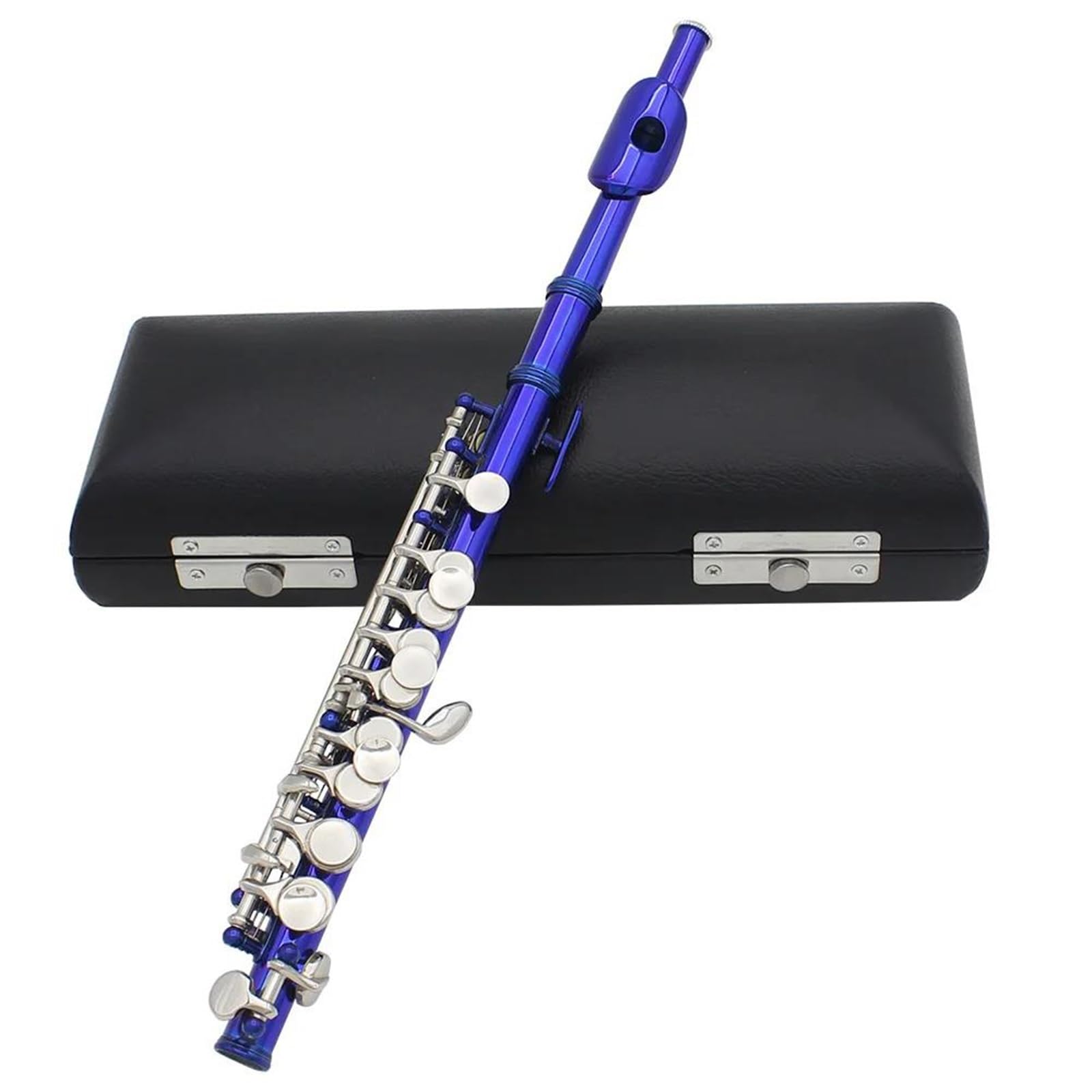 flauto traverso Chiave C Piccolo Flauto Di Mezza Misura Professionale In Cupronichel Blu Argento Chiave Piccolo Con Custodia Imbottita In Tessuto