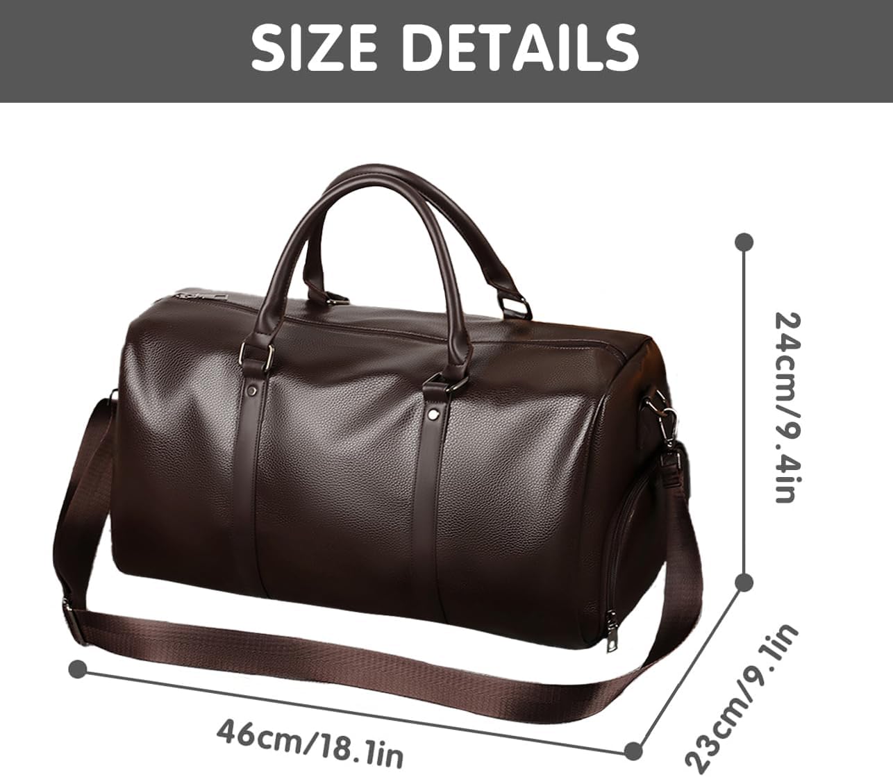 Leather Travel Duffle Bag for Men, Woven Carry On Weekender Overnight Bags for Business Sports Gym - Image 7