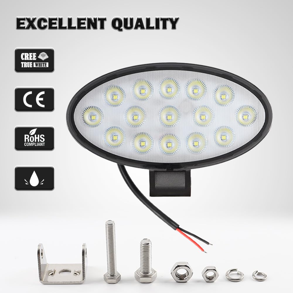 75W Faros Led Tractor Ovalados - 12V/ 24V - 5250 Lumnes Faros de Trabajo LED Para Camión Moto Barco SUV