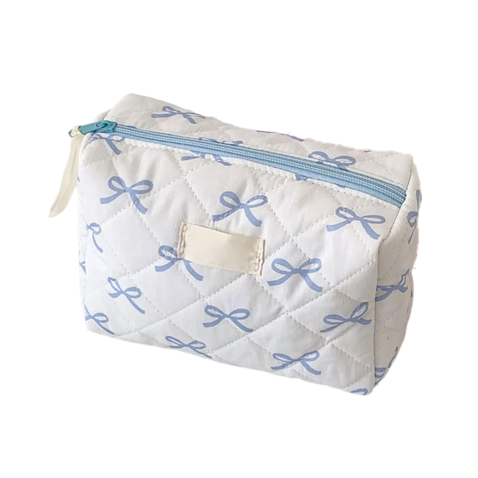 MICFENY Bowknot Print Cosmetic Bag for Women Fashionable Toiletry Organiser Spacious Zippered Makeup Holder for Daily Use