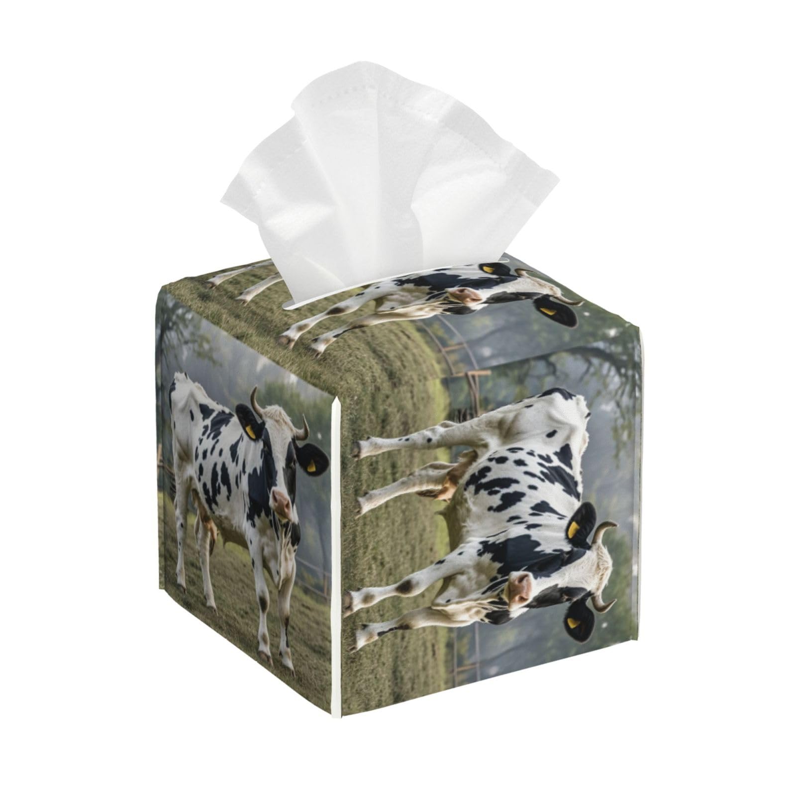 Spotted Cow Tissue Box Cover Square Cube Boxes