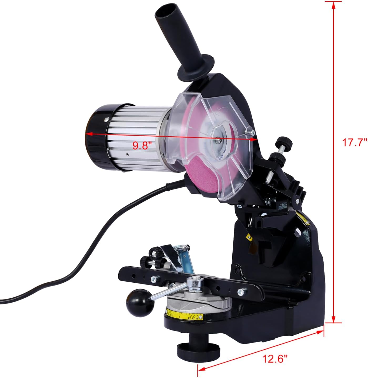 Professional Multi-Angle Adjustable Chainsaw Chain Sharpener with Built-in Light and 3.2mm/4.7mm Grinding Wheels