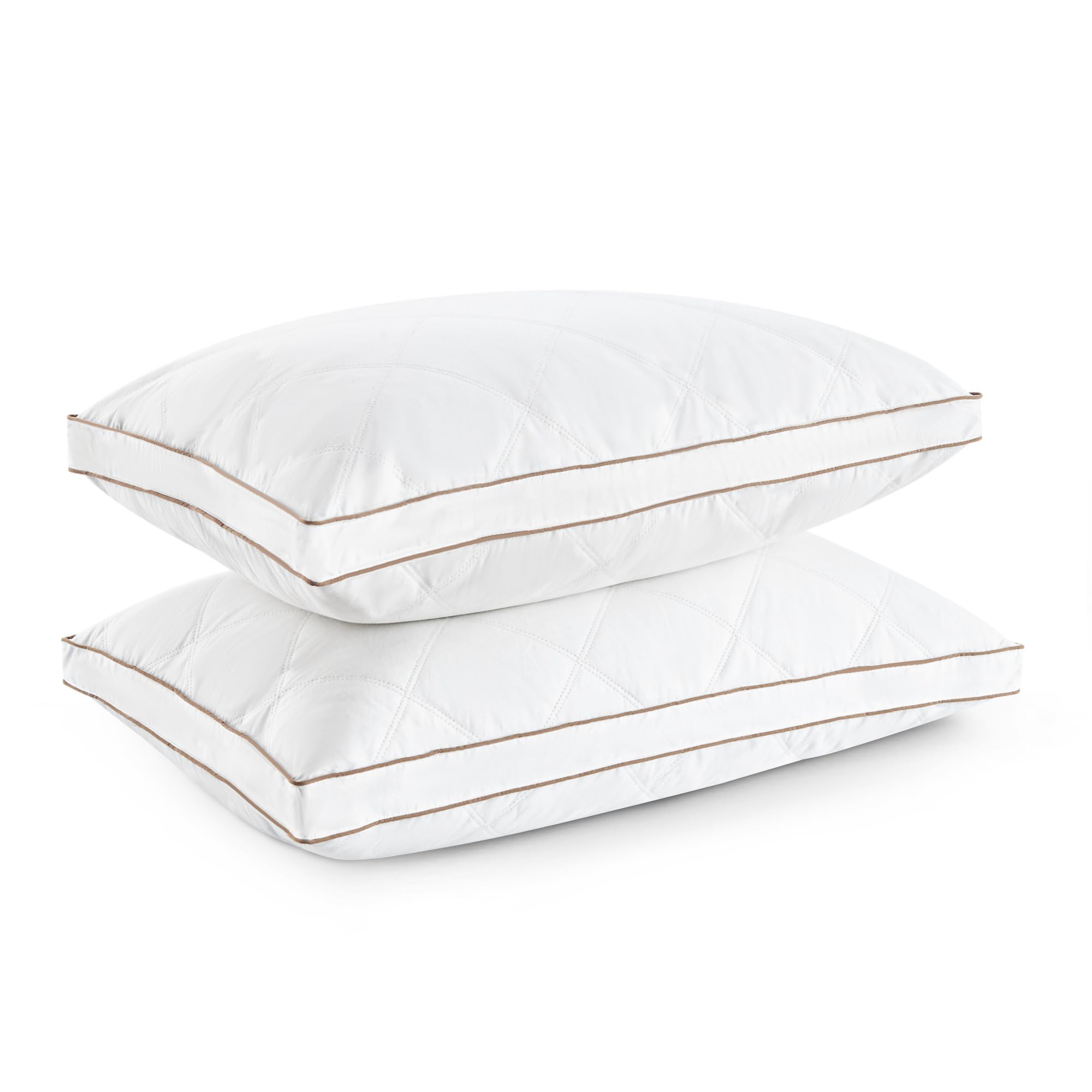 Deodar Cuscino in Piuma e Piumino 46X66X5cm Set di 2, Organica Lussuoso Cuscini Letto D'Albergo a 3 Camere, Federa Puro Cotone, Lavabile, Certificato Öko-Tex e RDS, Set di 2
