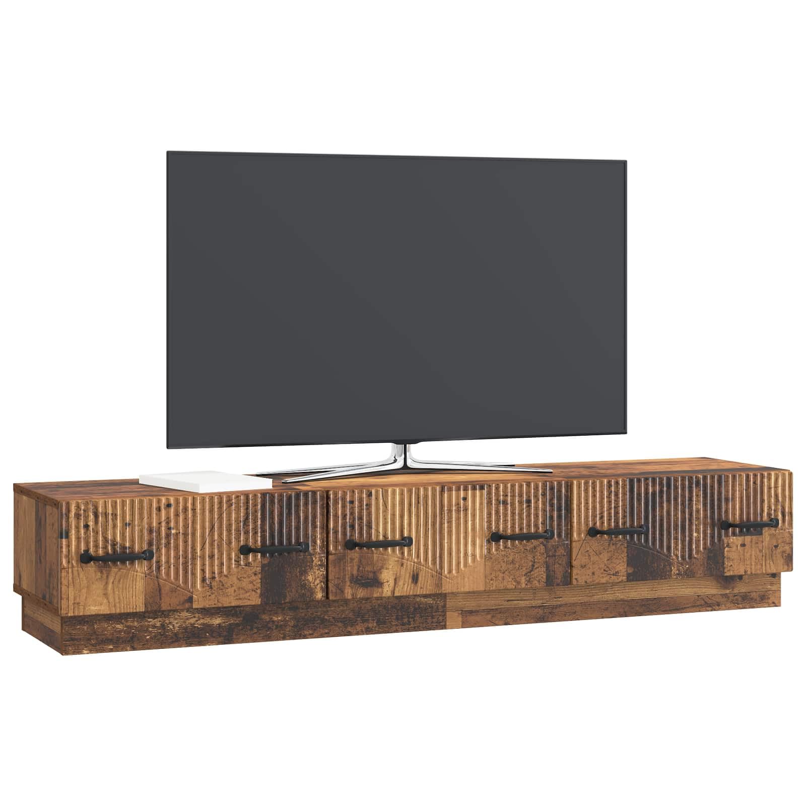 Mobile TV effetto legno anticato con 3 cassetti, 147 cm