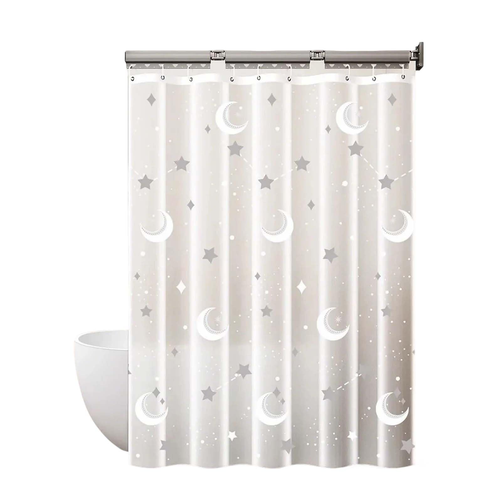 Cortina De Ducha Transparente con Ganchos Incluidos, Cortina De Baño Antideslizante, Material Suave Y Flexible, Mantiene El Baño Ordenado Y Elegante, Ideal para Uso Diario