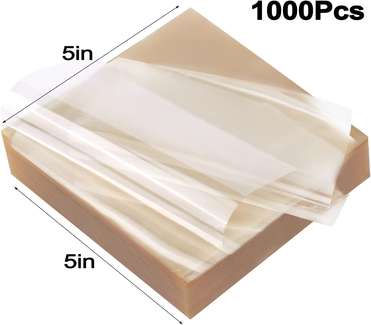 Candy Wrappers for Homemade Candy, 1000 Square Sheets Natural Cellophane,