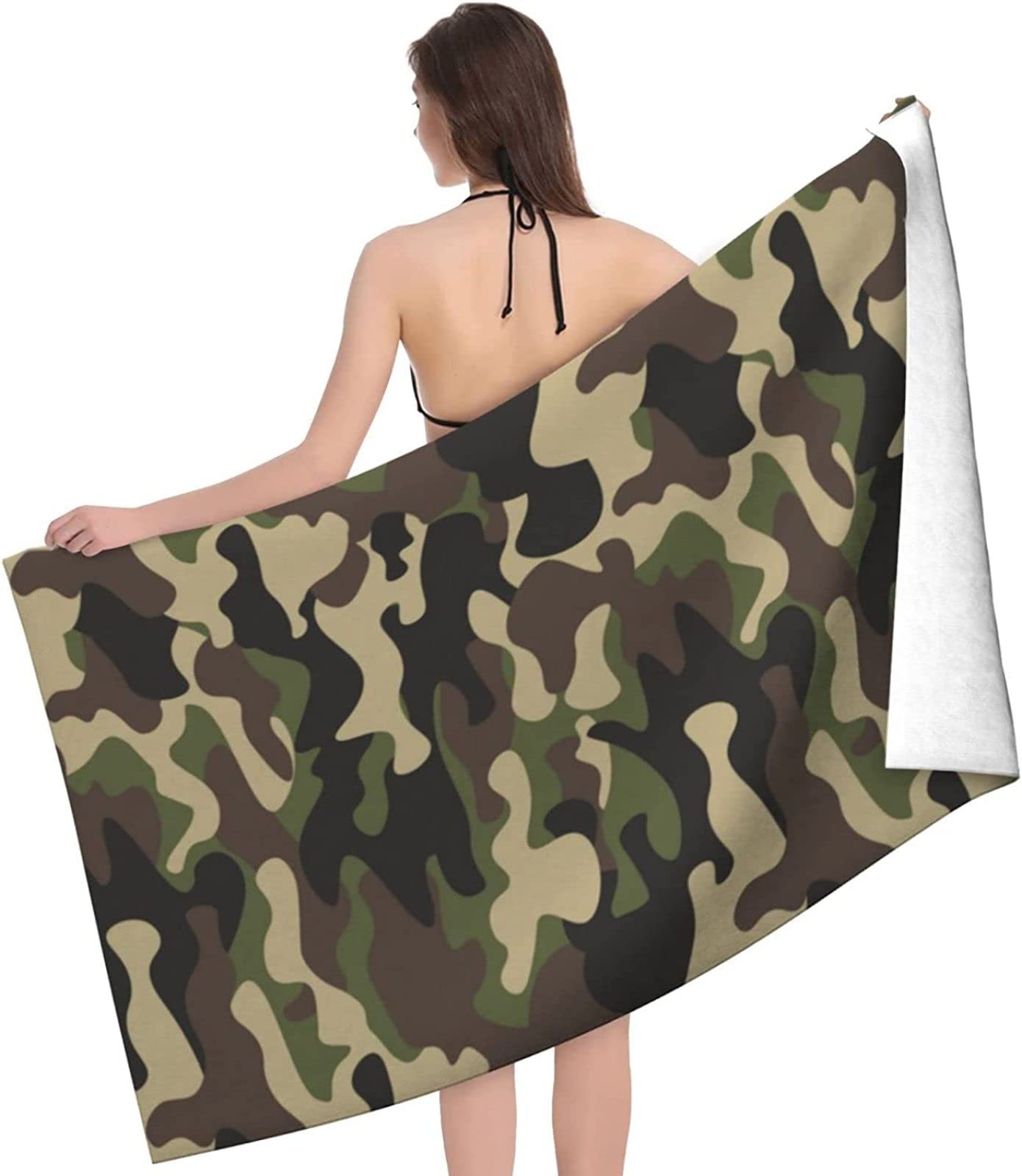 KATATI Camuffare Telo Mare Grande, Microfibra Asciugamano da Spiaggia, Teli Mare Camuffare, Asciugatura Rapida Antisabbia Adulti Teli Mare per Nuoto Campeggio 3D Telo Mare 150x200 cm