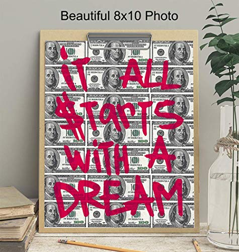 Office Wall Art, Home Decor - Motivational 8X10 Poster Print In Graffiti, Street Art, Mural Style - Unique Room Decorations And Gift For Entrepreneur - Unframed Photo #TOP2