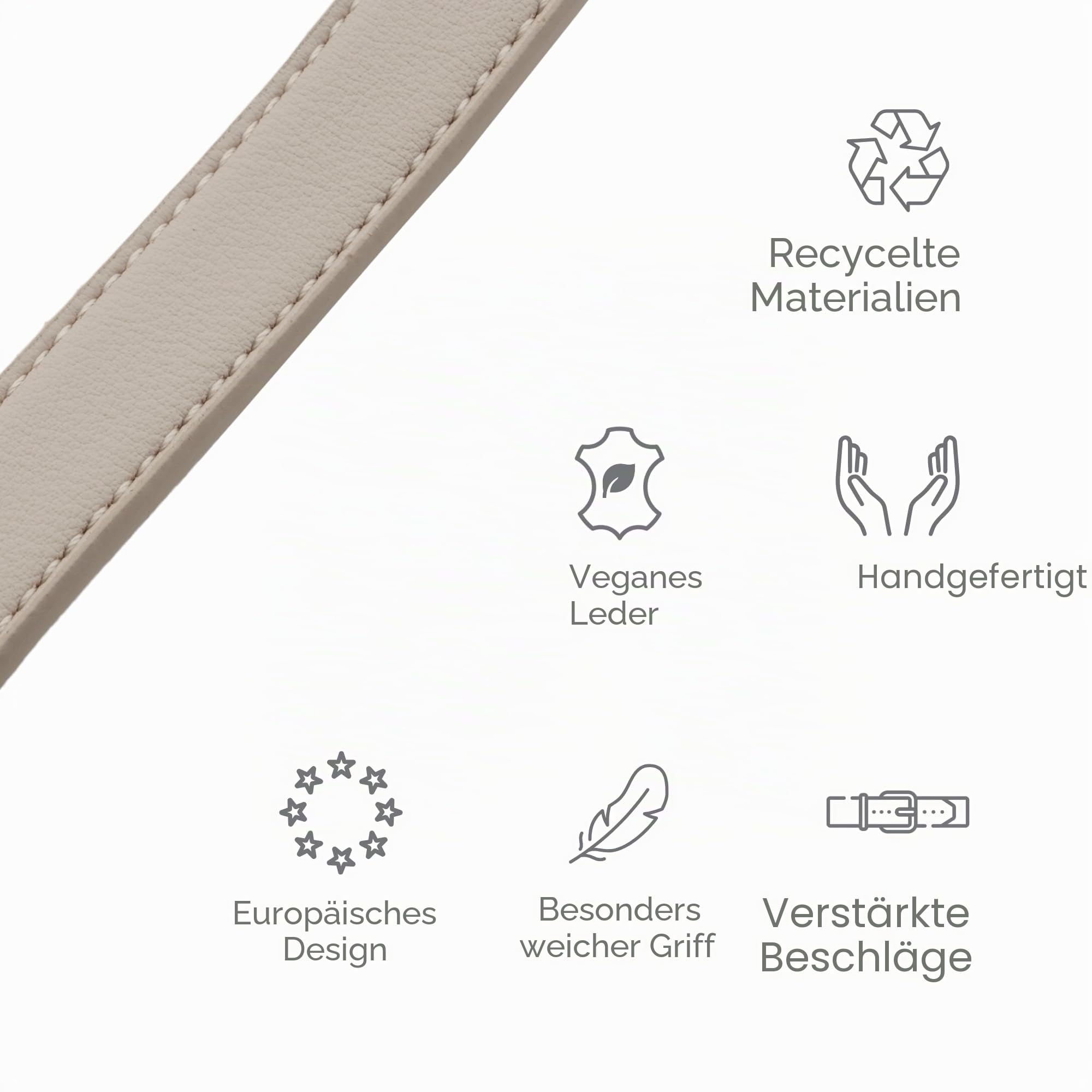 Nina Woof Copenhagen Hundehalsband aus veganem Leder, gepolstert, verstellbar, Beige, Größe XS