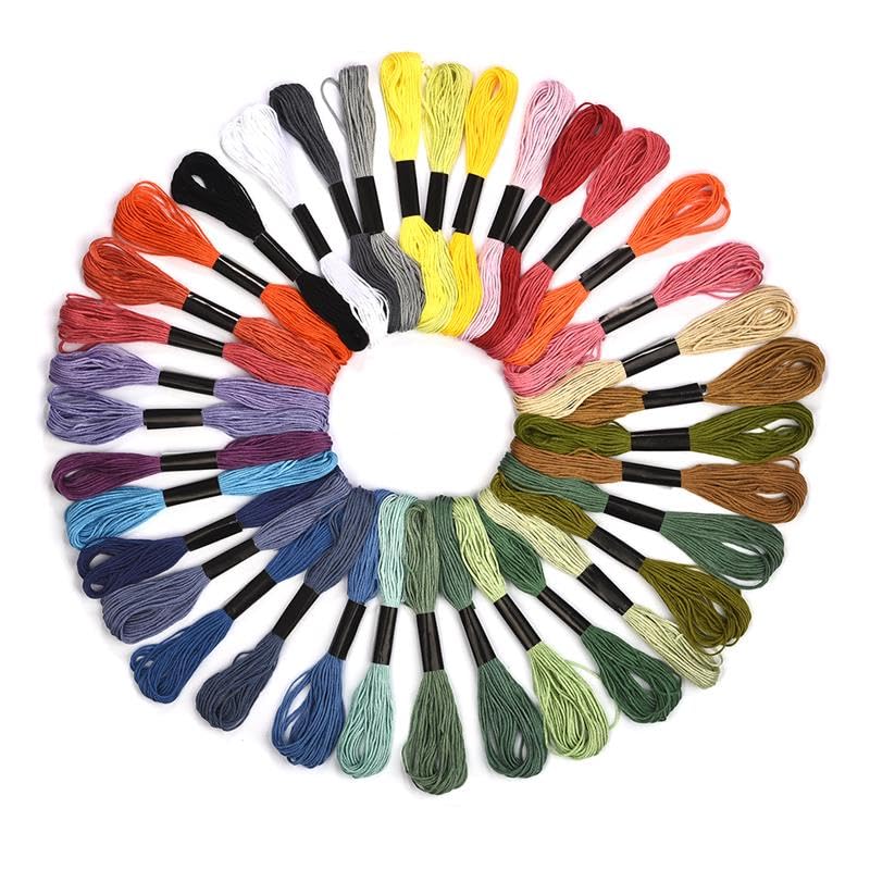 Fil à broder multicolore en coton pour point de croix kit écheveau outil couture 24 couleurs