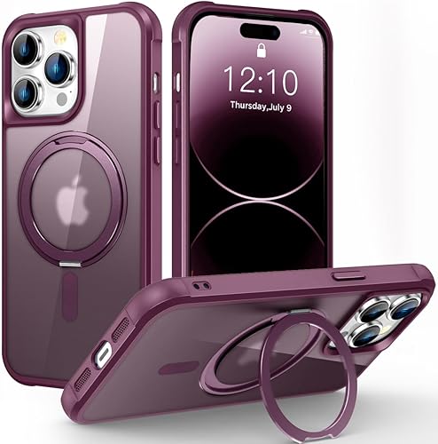 Miniatura 11 de Funda diseñada para iPhone 14 Pro Max con soporte de anillo magnético giratorio de 360° [compatible con Mag-Safe] [protección de grado militar]