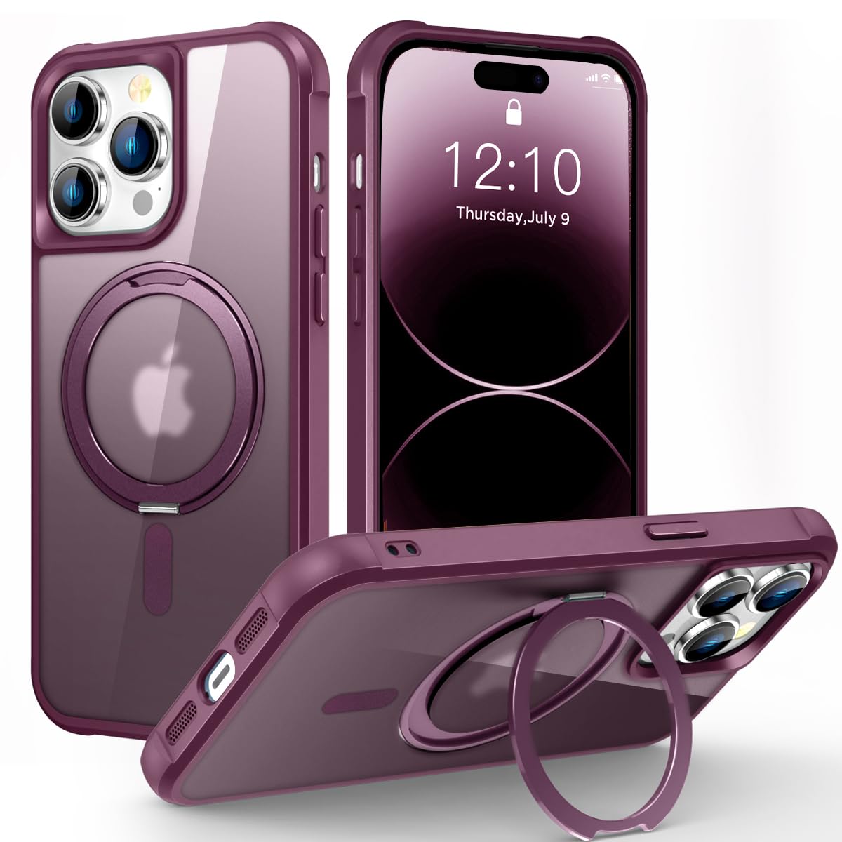 Compatible with iPhone 14 Pro Max Case with Stand 6.7",Wine Red