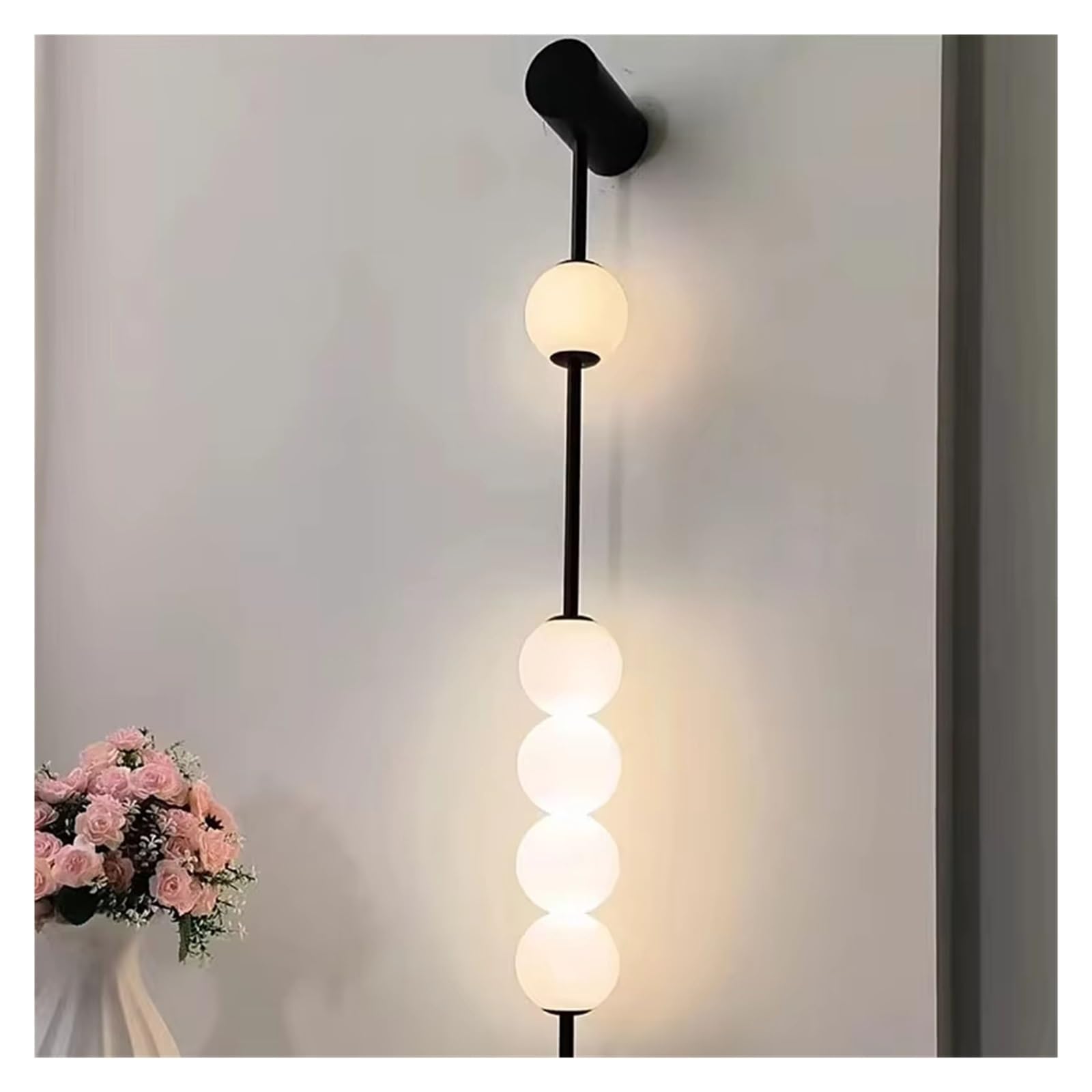 ZTCHSENZT Creative Gold Black Metal White Acrylic Ball LED Wall Light Indoor Home Parlor Bedroom Sconce Lamp,Black-Warm light