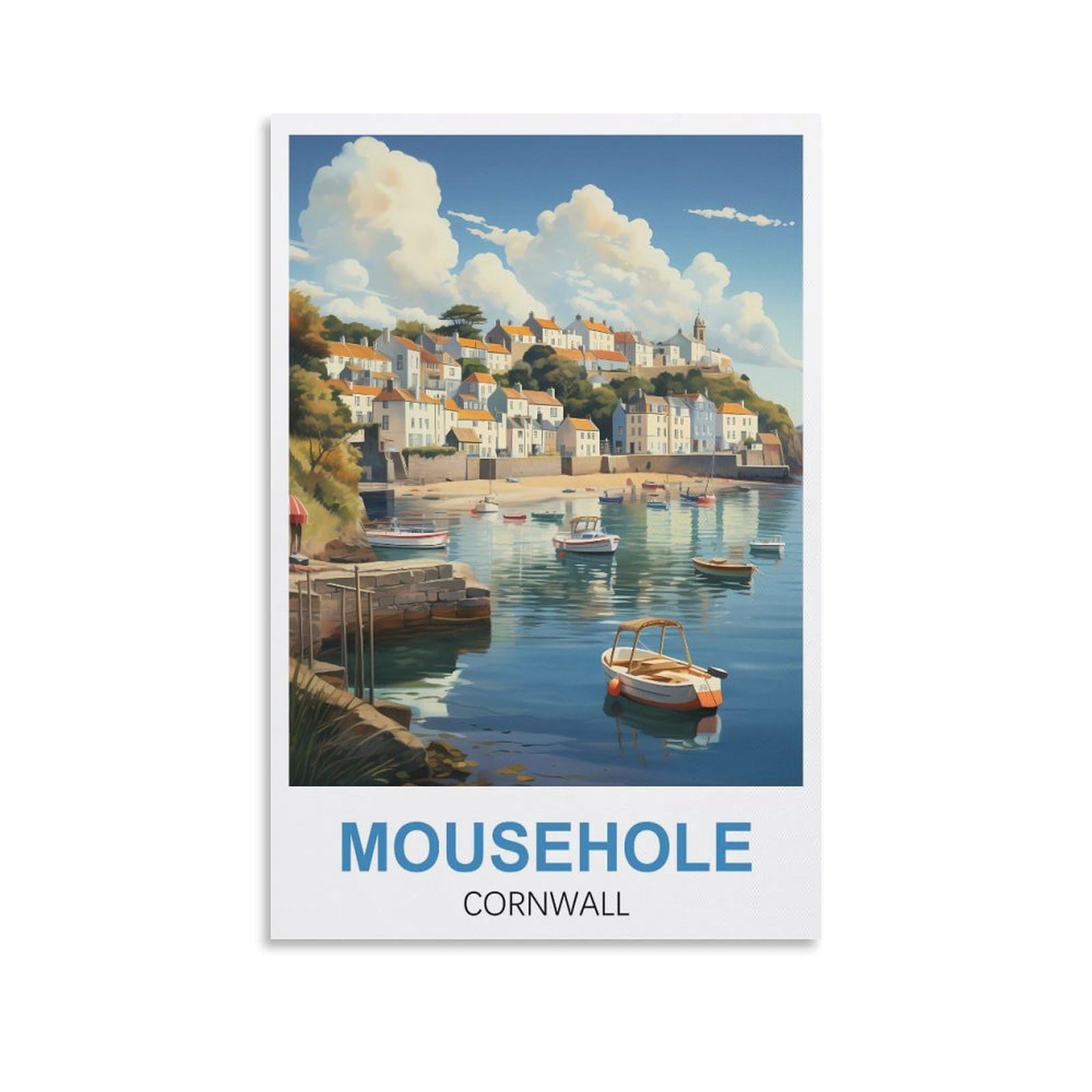 CEYHNO Mousehole Cornwall Vintage Travel Poster 20x30inch(50x75cm) Canvas Art Poster And Wall Art Picture Print Modern Family Bedroom Decor