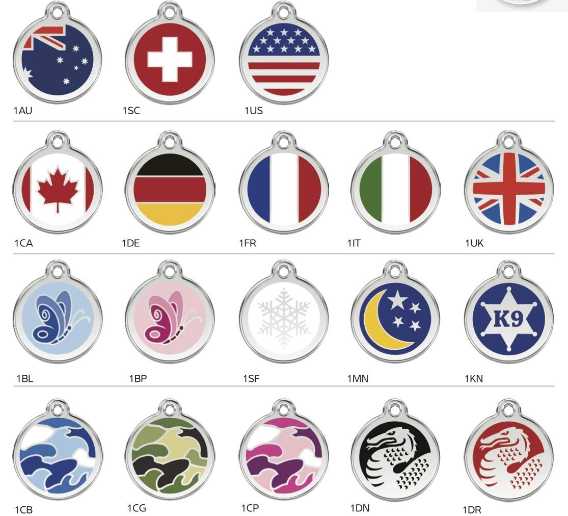 K9 Palace Red Dingo Stainless Steel with Enamel Pet I.D. Tag (Small)