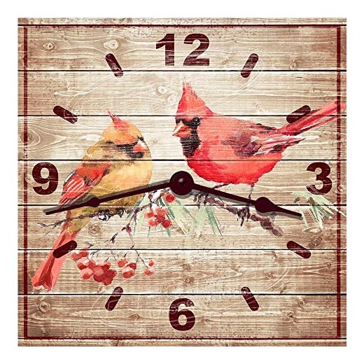 Cardinal Perch Hardboard Wall Clock