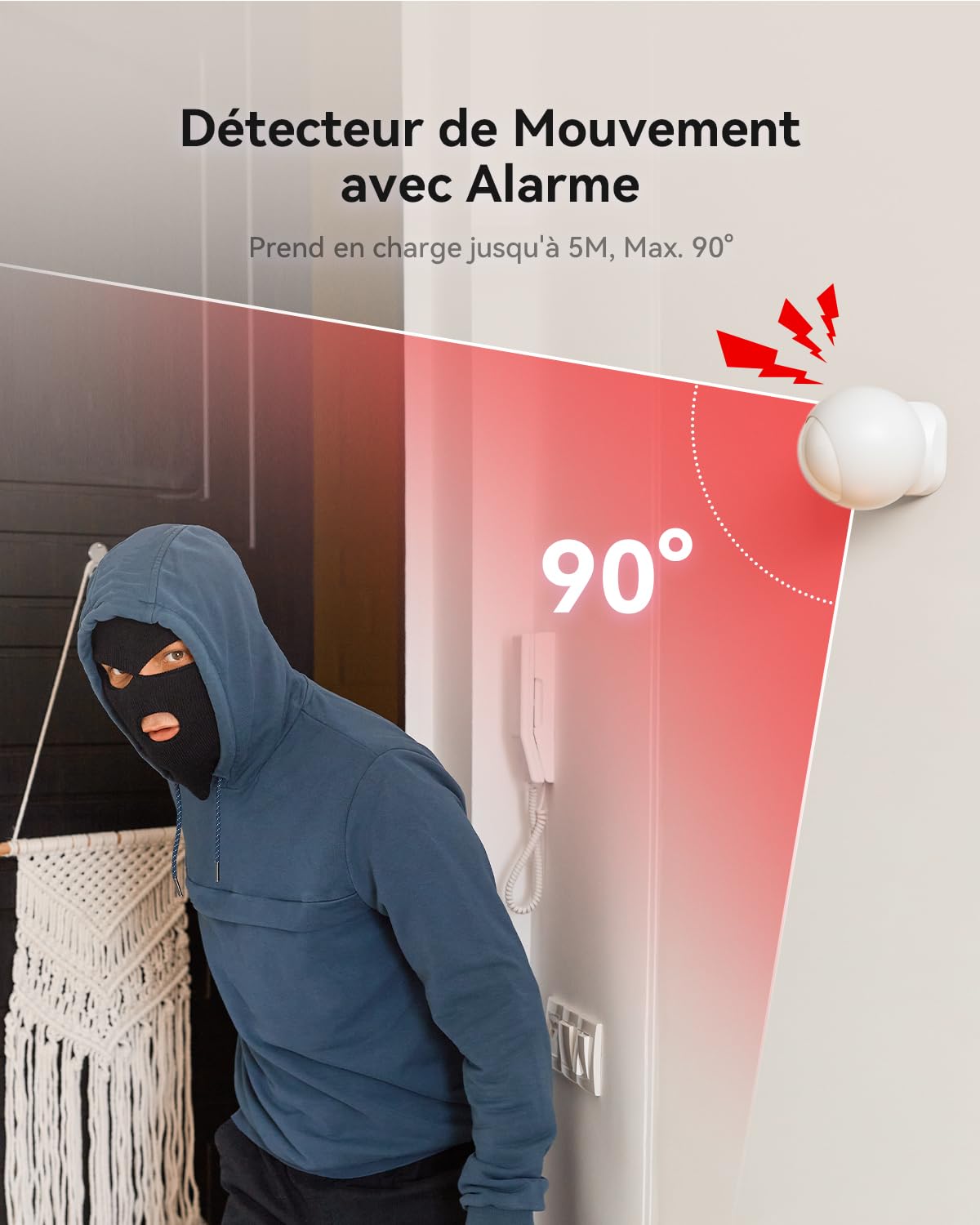 Imou Kit d'Alarme Maison 11 Pièces，Système de Sécurité Complet avec Sirène/Projecteur 100 DB, 1 Caméra Intérieure WiFi, 2 Télécommandes, 4 Capteurs Porte/Fenêtre, 2 Détecteurs de Mouvement
