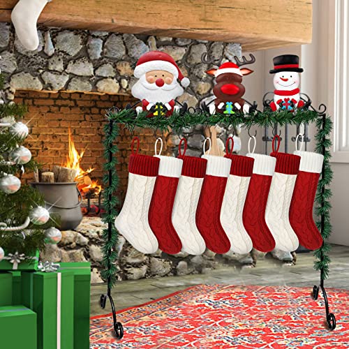Mukum Christmas Stocking Holder Stand Hangers For Floor Metal Stocking Holder Freestanding Modern Merry Christmas Stocking Holders With 8 Hooks Xmas Santa Snowman Reindeer Christmas Decorations #TOP2